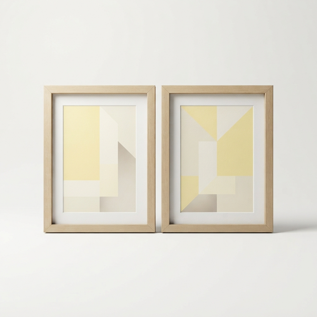Model portrait and abstract art print set
