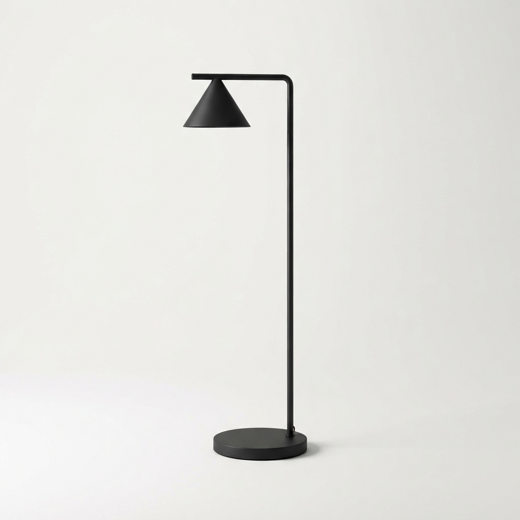 Dark-style black LED floor lamp product image with full view
