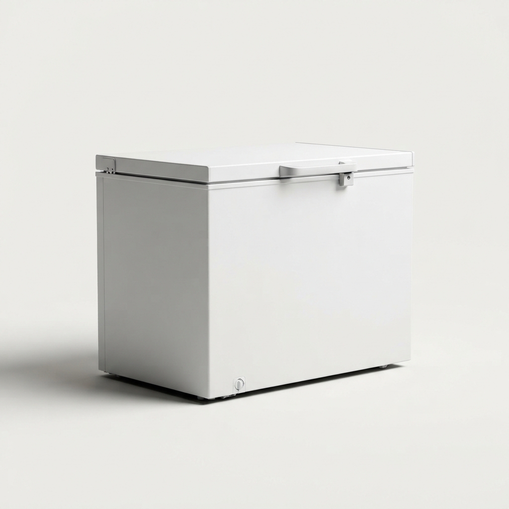 Compact chest freezer front and top view