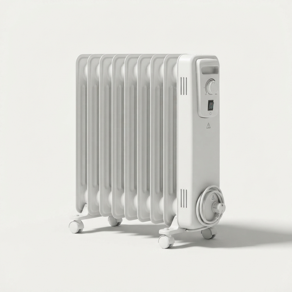 Oil-filled radiator space heater on wheels