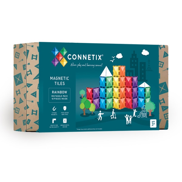 Connetix 18pc Rainbow Rectangle Pack