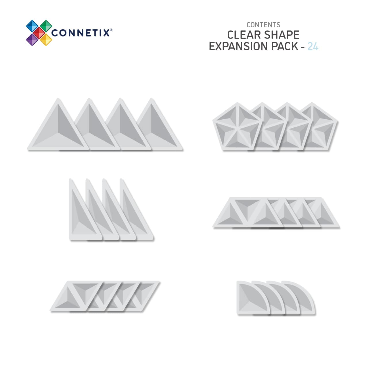 Connetix 24pc Clear Shape Expansion Pack