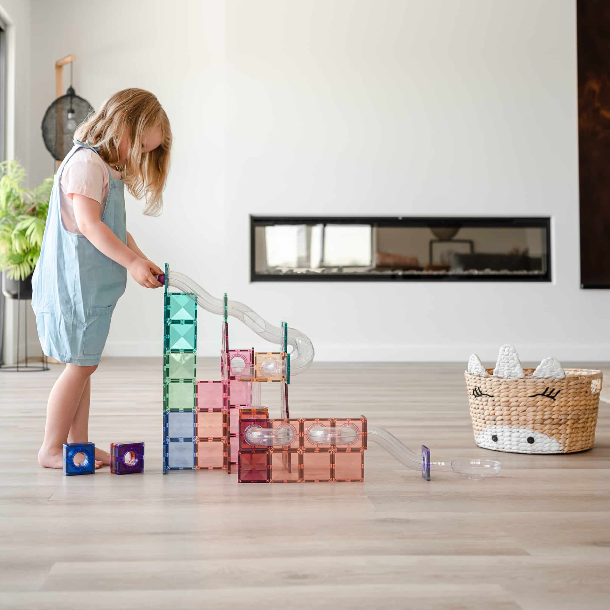 80pc Pastel Ball Run Expansion Connetix Tile for Open Ended Play