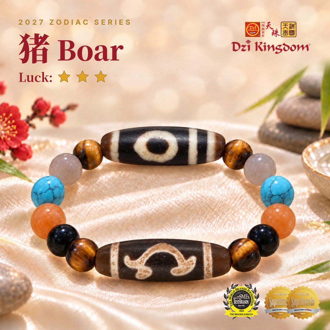 【Powerful Edition】2027 Zodiac Boar Combo Dzi Bracelet