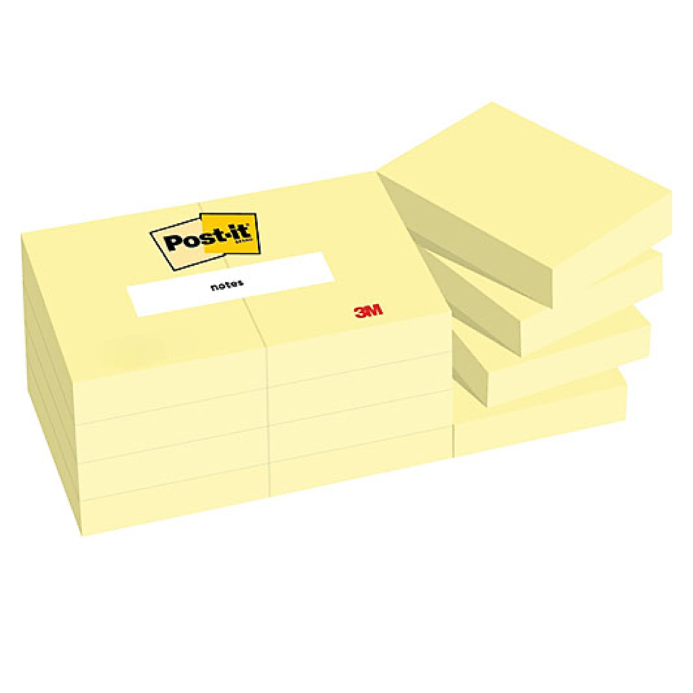 3M Post-it Notes 653-12CY Yellow 1.5" x 2" 100'S (12PADS/PACK)