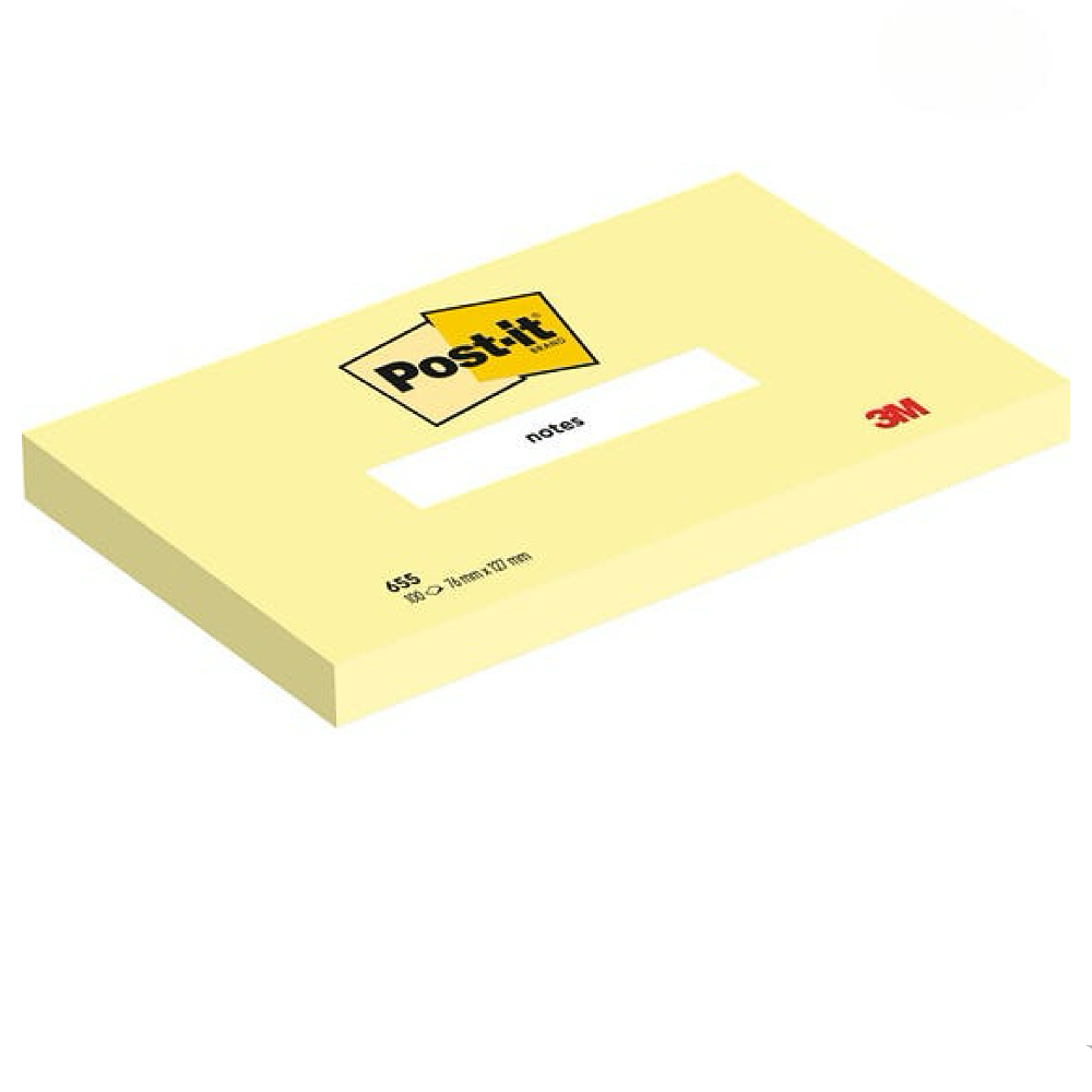 3M Post-it Notes 655 Yellow 3" x 5" 100'S