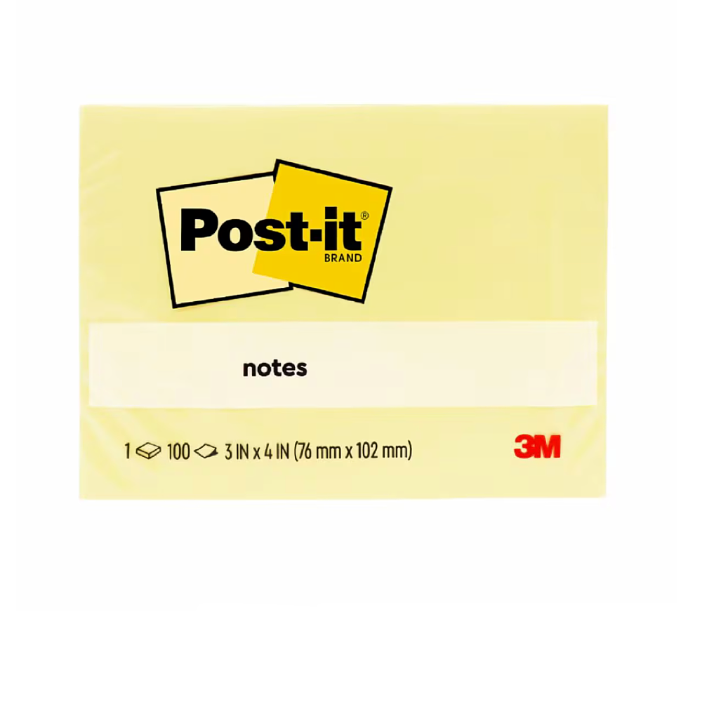 3M Post-it Notes 657 Yellow 3" x 4" 100'S (12PADS/PACK)