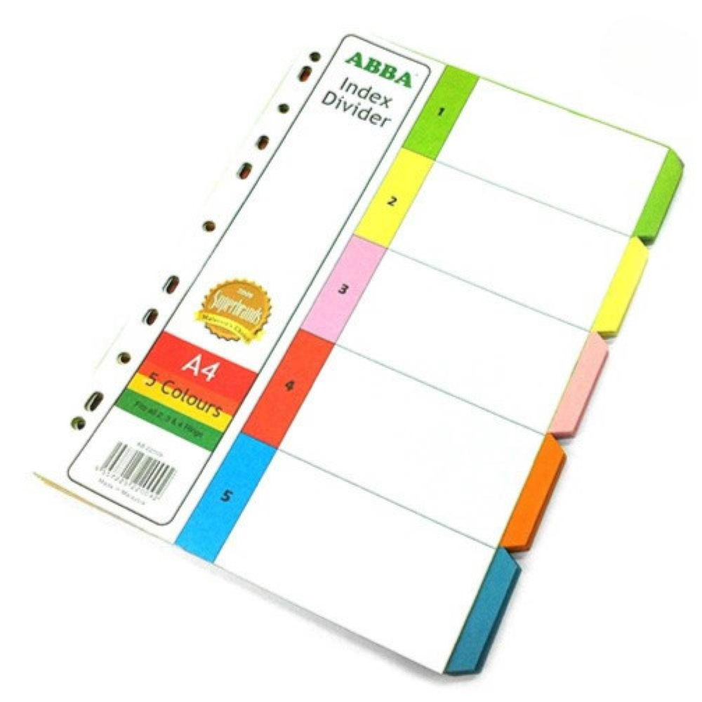 ABBA AB22009 A4 Colour Index Divider 5 Colours (10SETS/PKT)