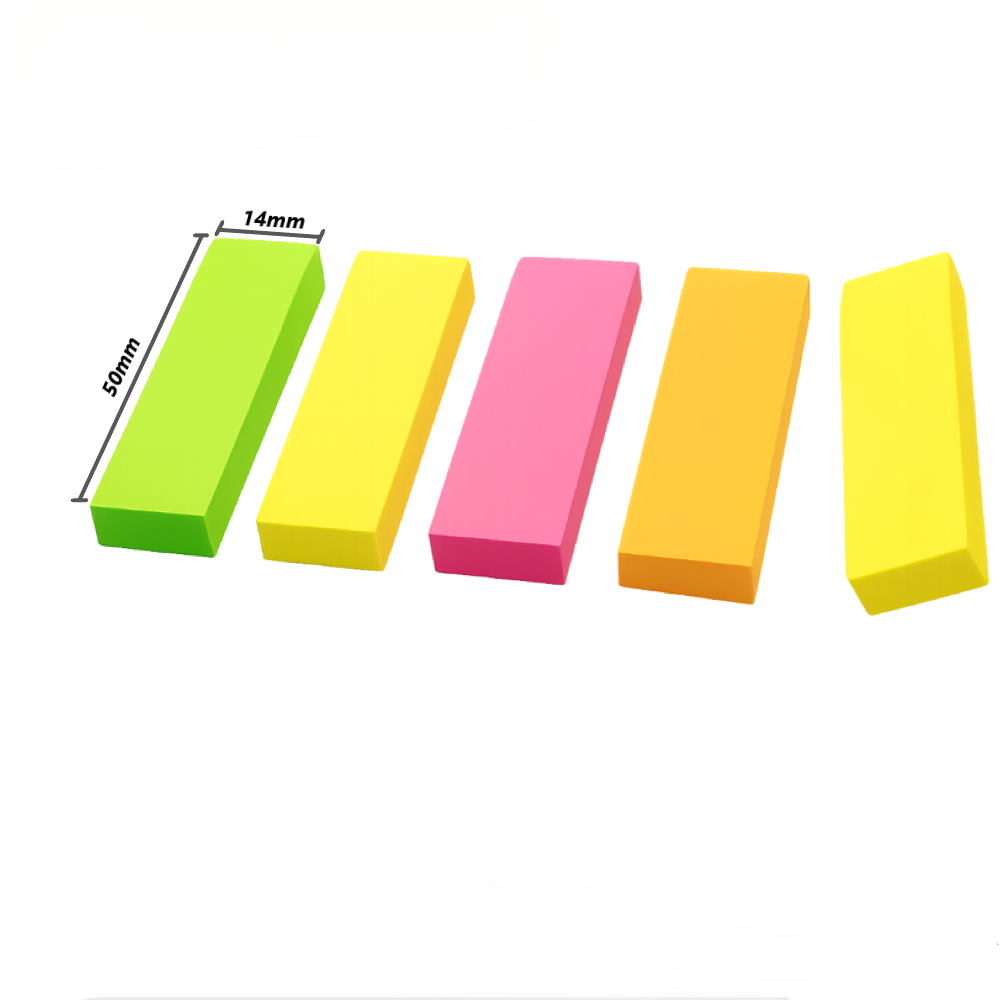 Neon Colour Page Marker, 14mm x 50mm, 5 Sticks Assorted Neon Colours, 500'S/PACK