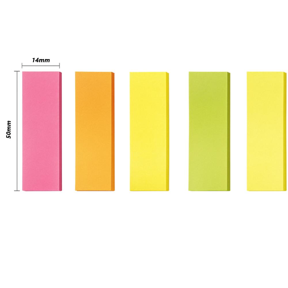 Neon Colour Page Marker, 14mm x 50mm, 5 Sticks Assorted Neon Colours, 500'S/PACK