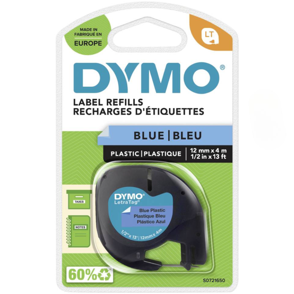DYMO 12mm x 4m LetraTag Plastic Tape