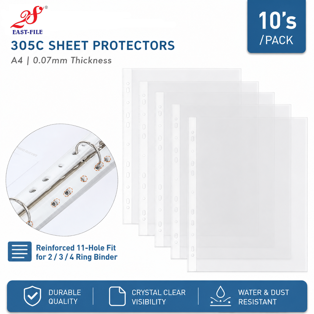 East-File 305C Sheet Protectors, Thick (10's/pack) - A4