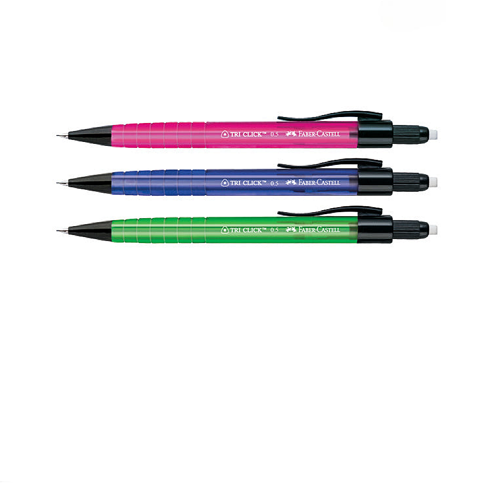 Faber-Castell 136002 Tri Click Mechanical Pencil 0.5mm (Free 1 tube Faber-Castell Pencil Lead)