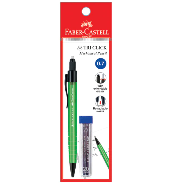 Faber-Castell 136003 Tri Click Mechanical Pencil 0.7mm (Free 1 tube Faber-Castell Pencil Lead)