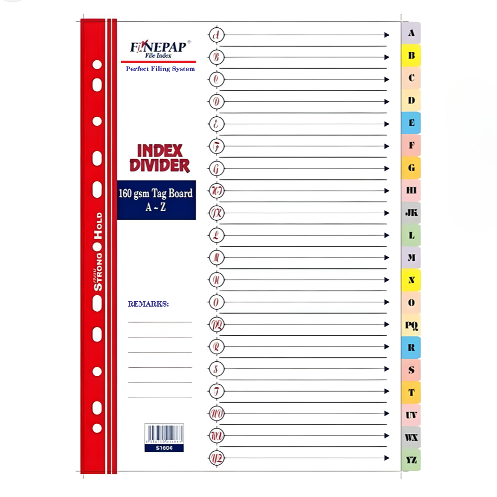 Finepap S1604 A4 Index Divider A-Z (1SET/PKT)