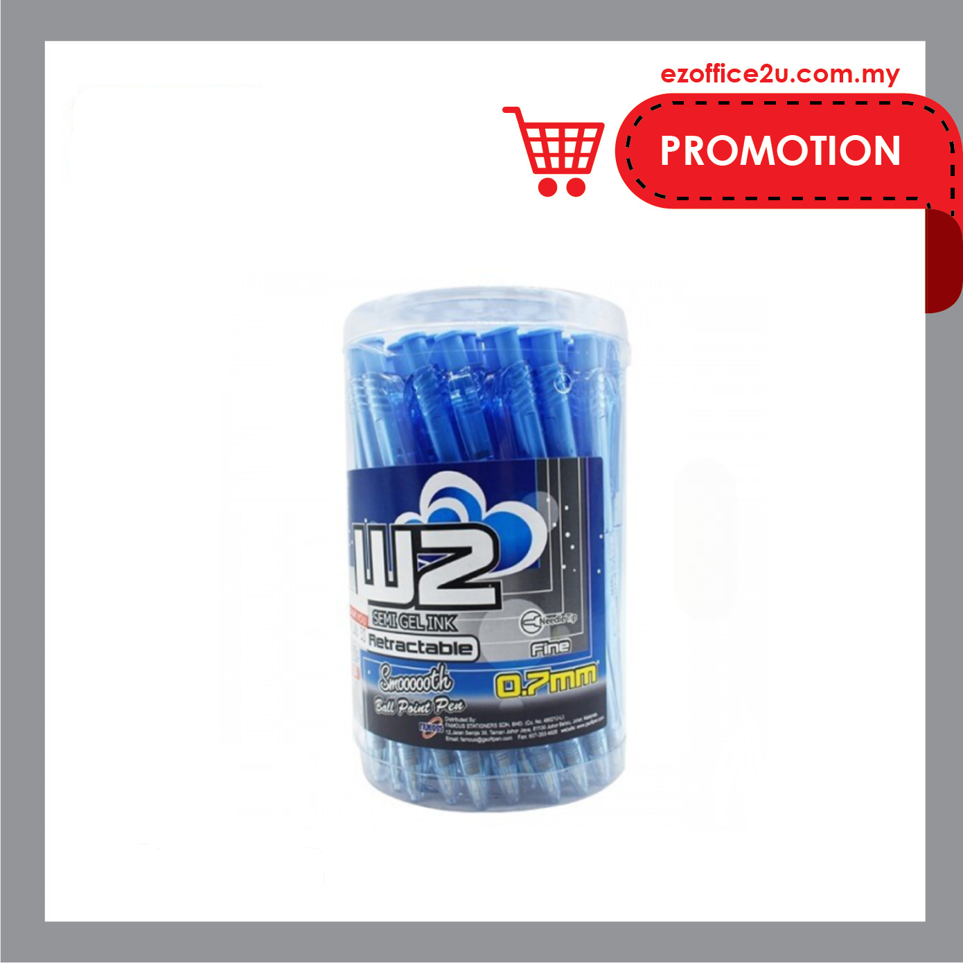 g'soft W2 Retractable Ball Pen 0.7mm (50PCS/BOX)