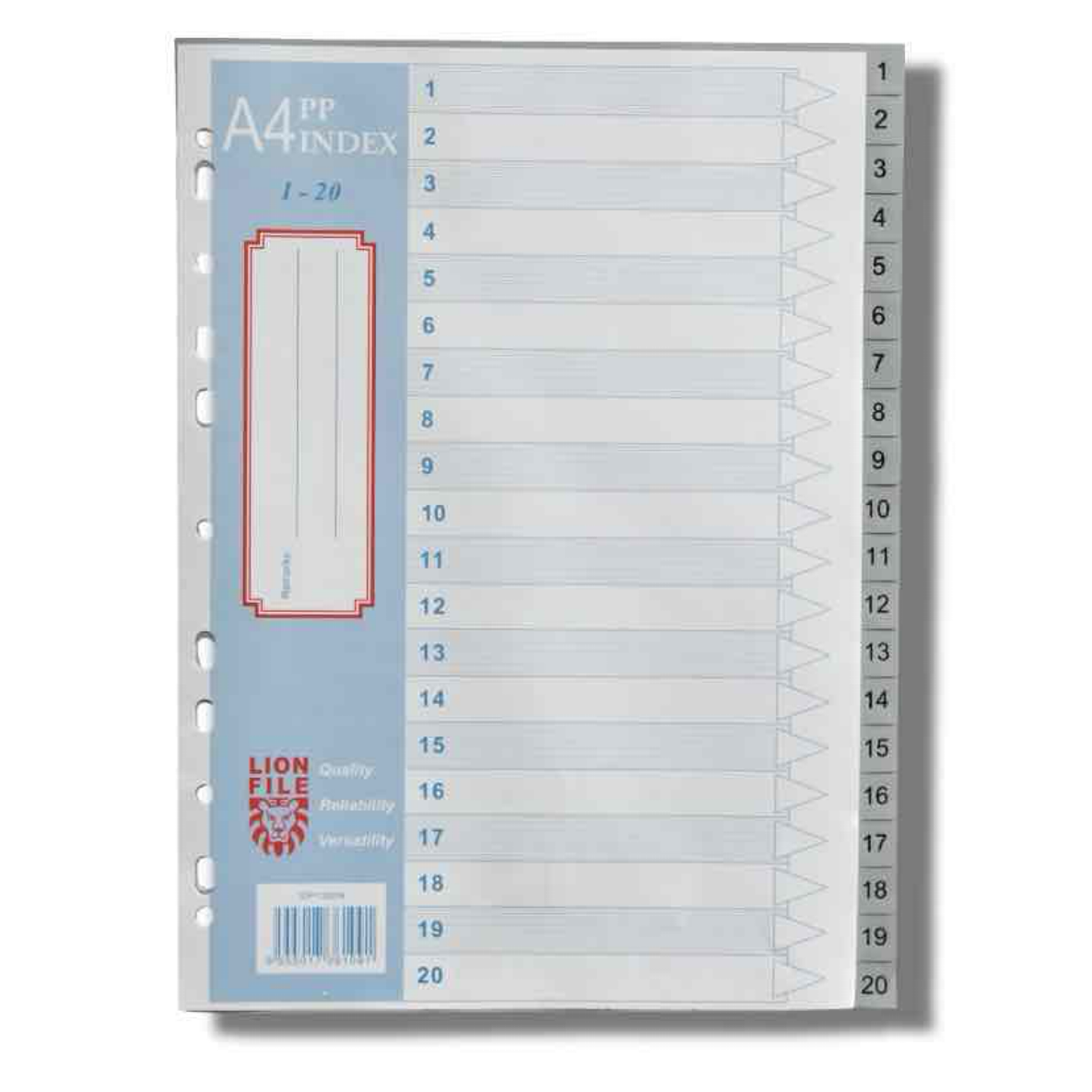 Lionfile IDP1320N A4 PP Index Divider Numbering 1-20 (1SET/PKT)