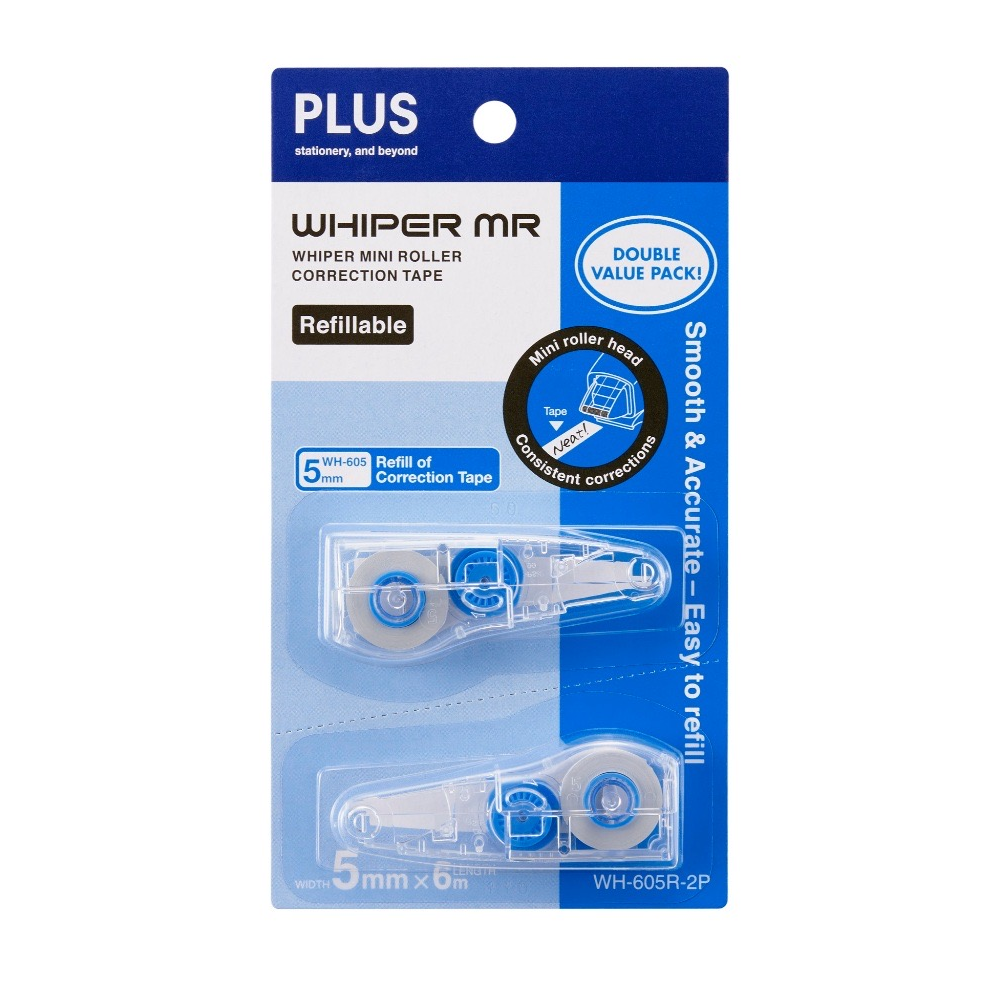 PLUS Whiper MR WH-605R-2P Correction Tape Refill 5mm x 6m 2'S