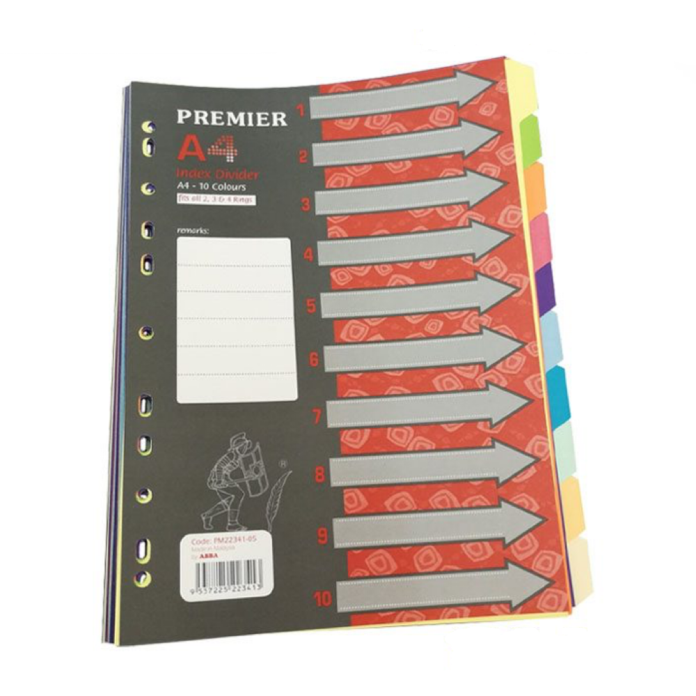 ABBA Premier A4 Index Divider 10 Colours (5SETS/PKT)