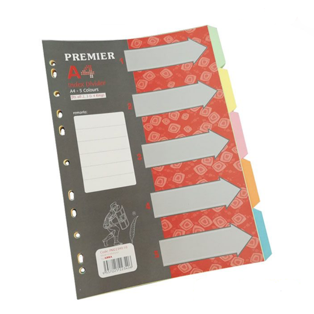 ABBA Premier A4 Index Divider 5 Colours (10SETS/PKT)