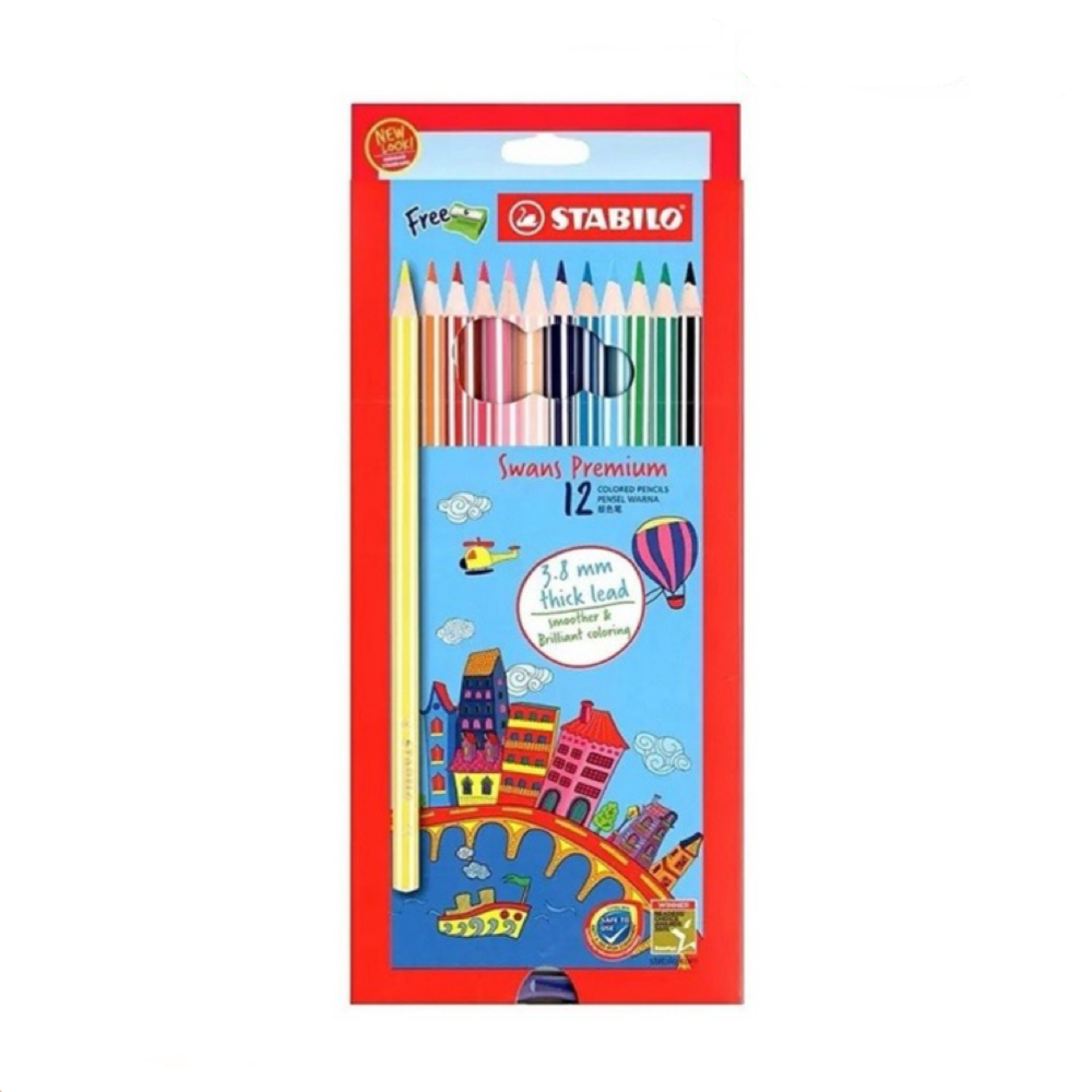 Stabilo Swans Premium Edition 1867B Colour Pencils - 12 Long