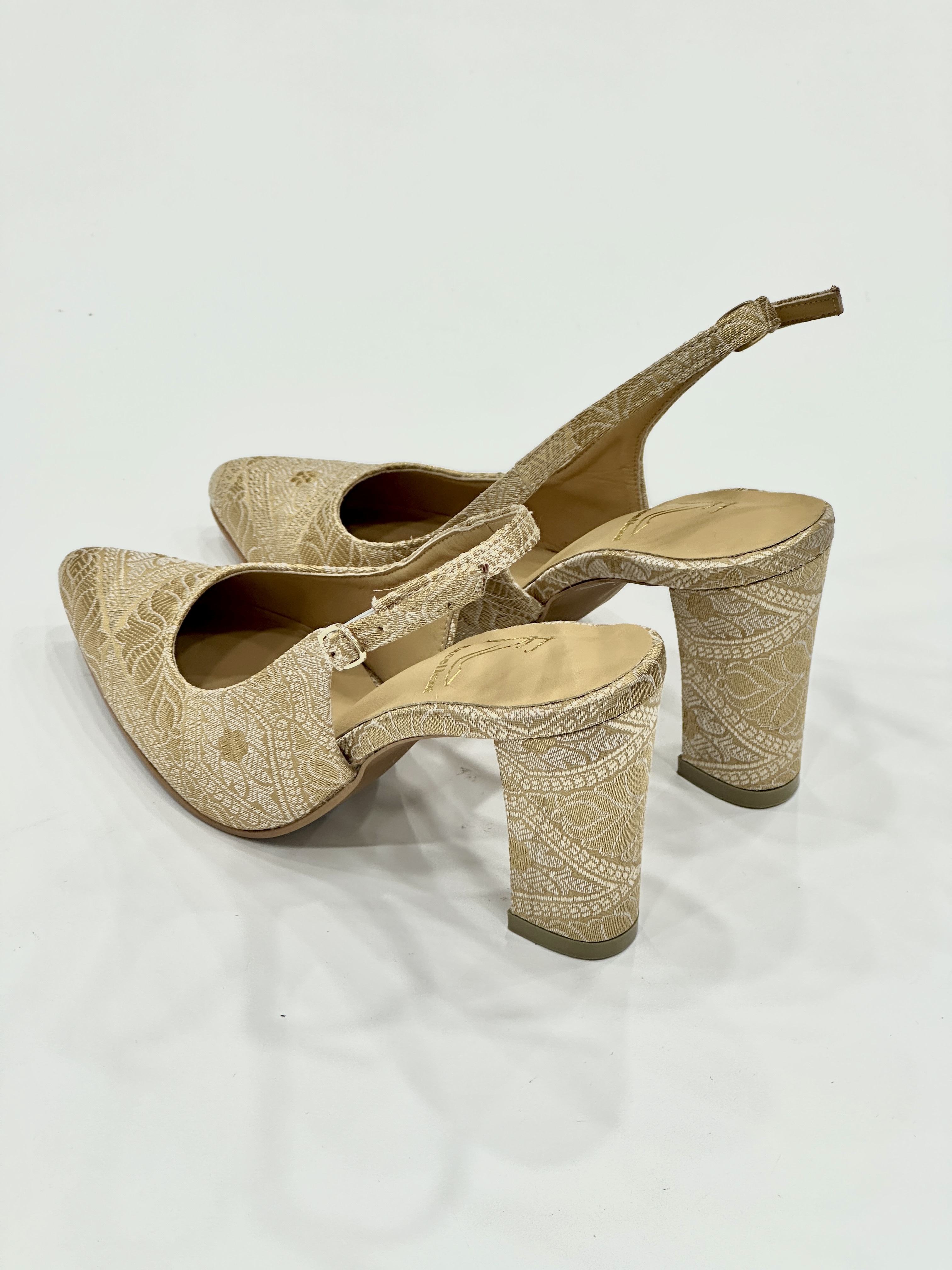 Bahria Songket Slingback Block Heel Pumps (LIMITED)