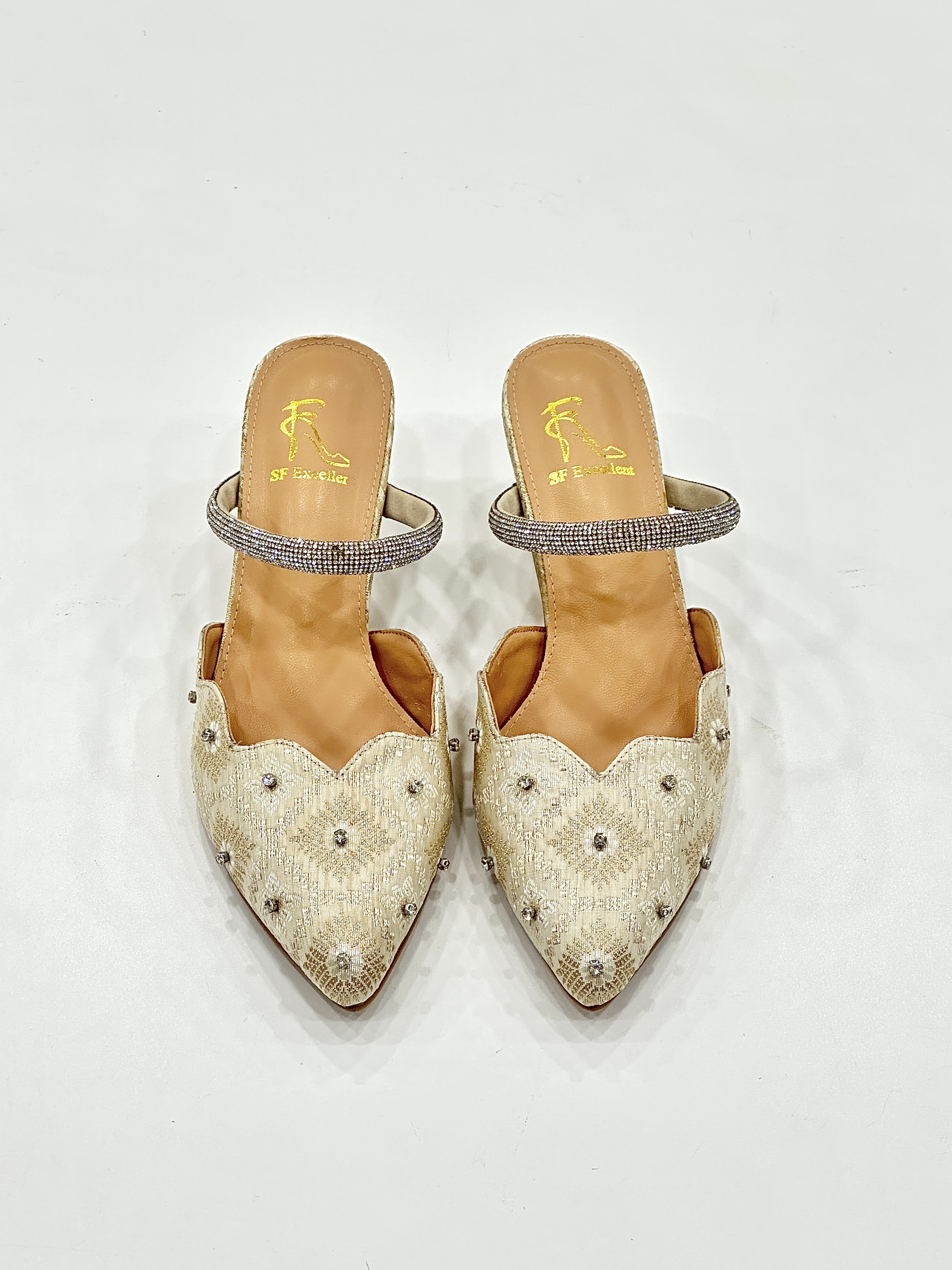 Tina Custom Songket Wedding Mule Heels