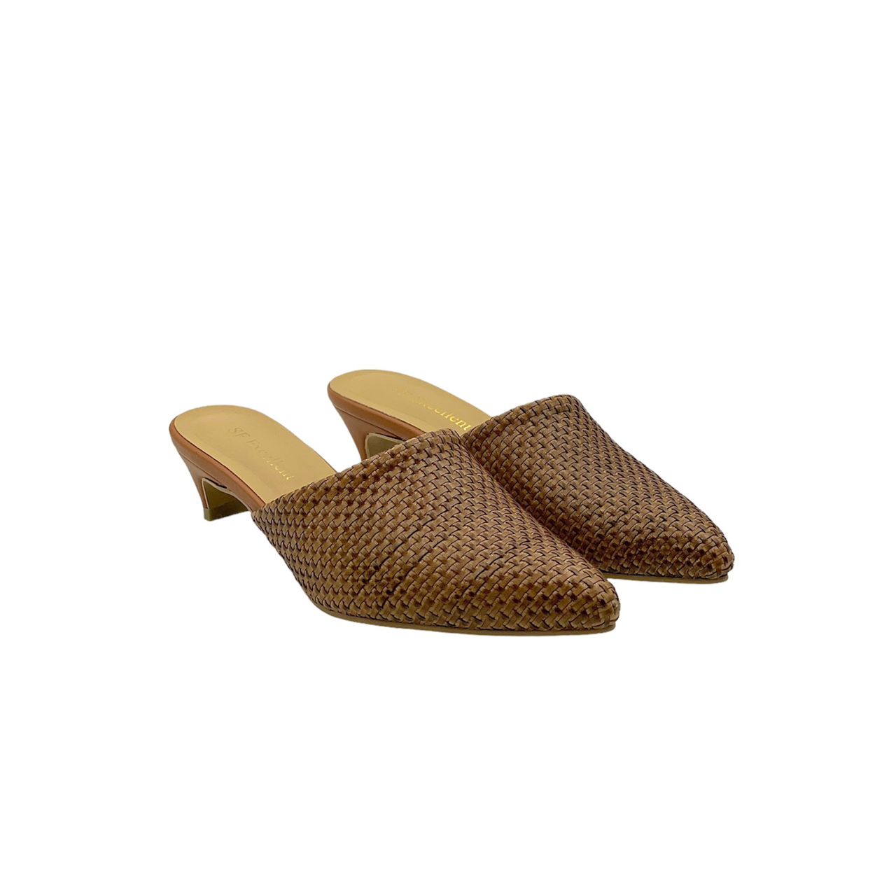 Adela Leather Heel Mules - Brown