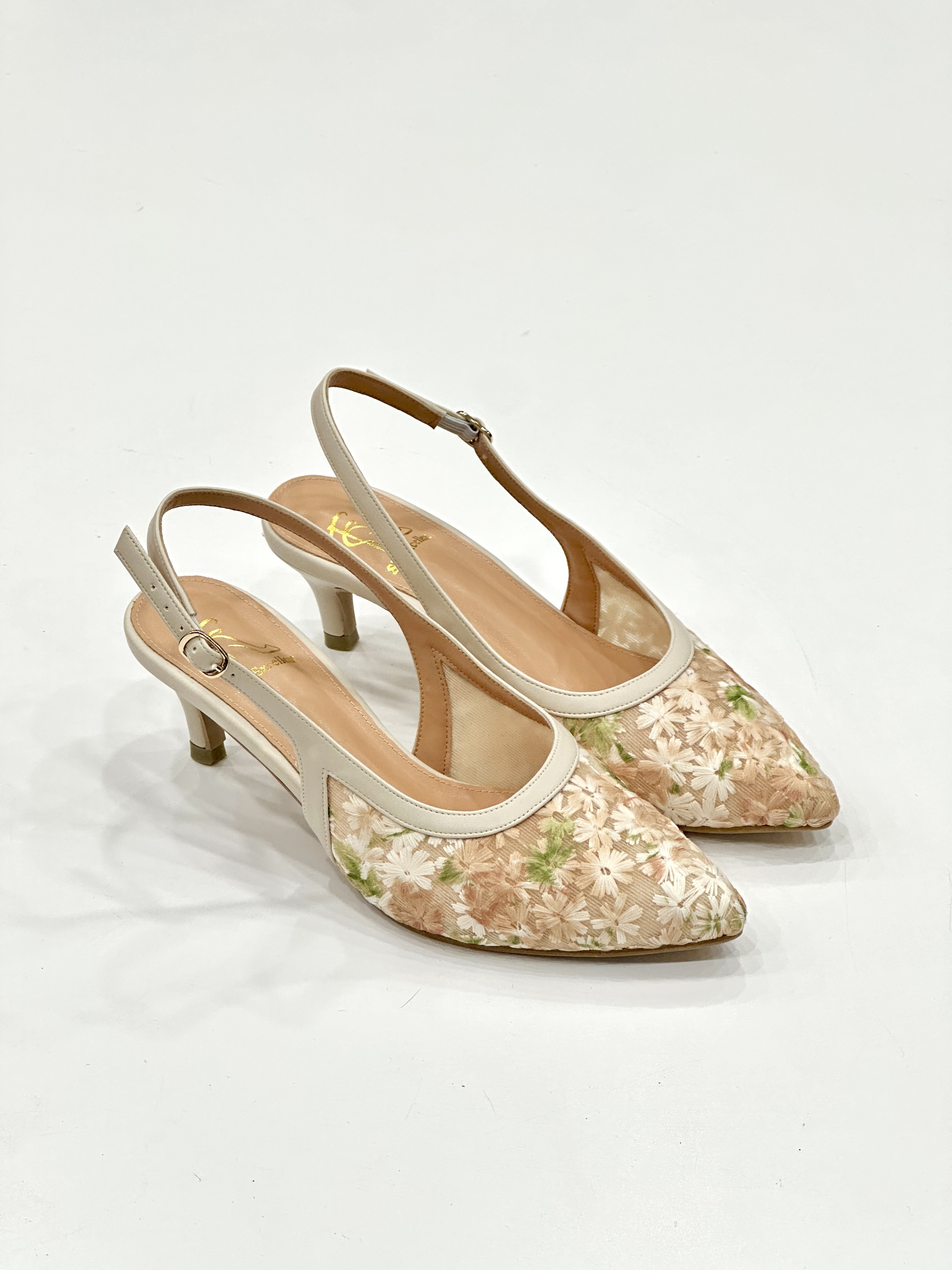 Haily Flower Slingback Heels