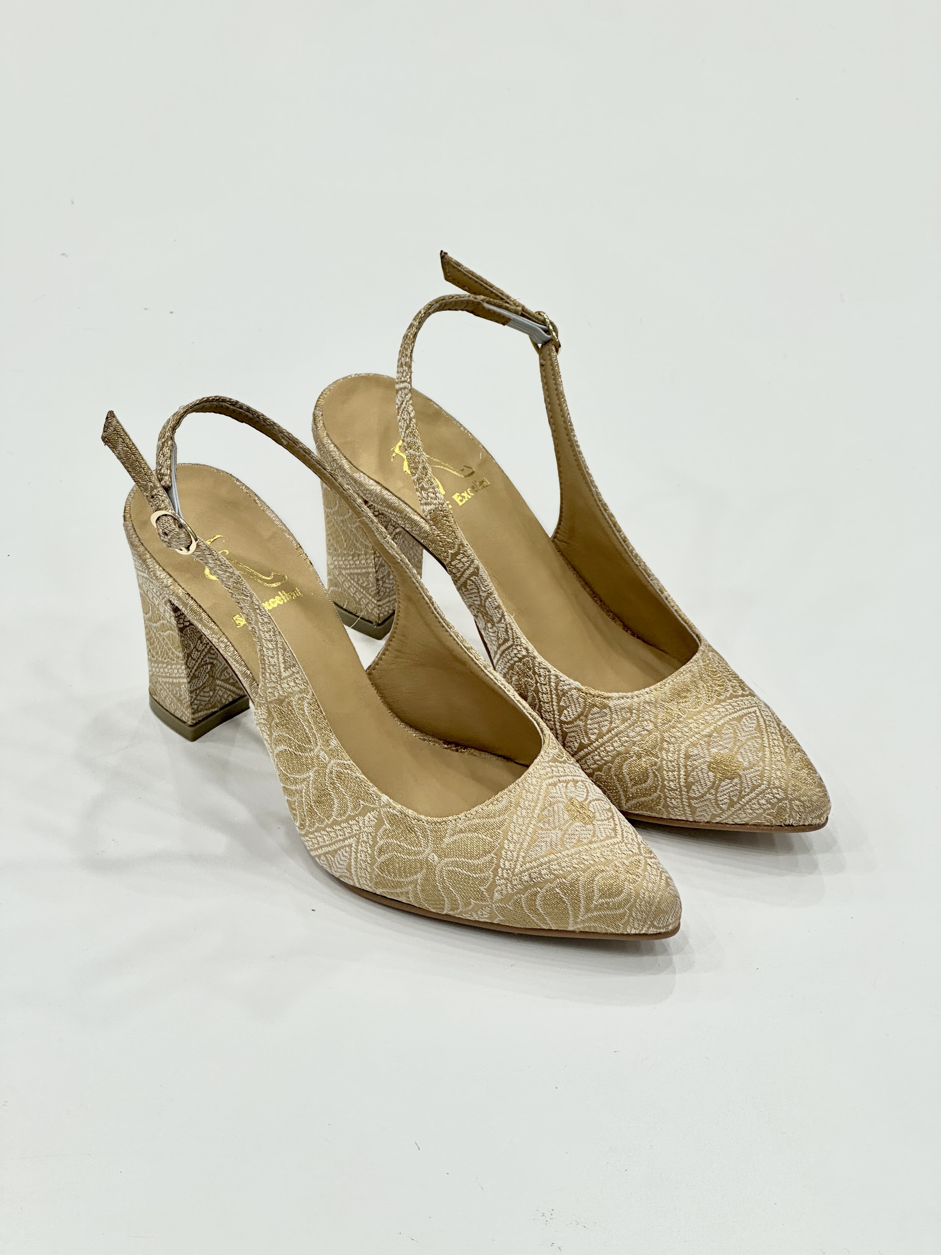 Bahria Songket Slingback Block Heel Pumps (LIMITED)