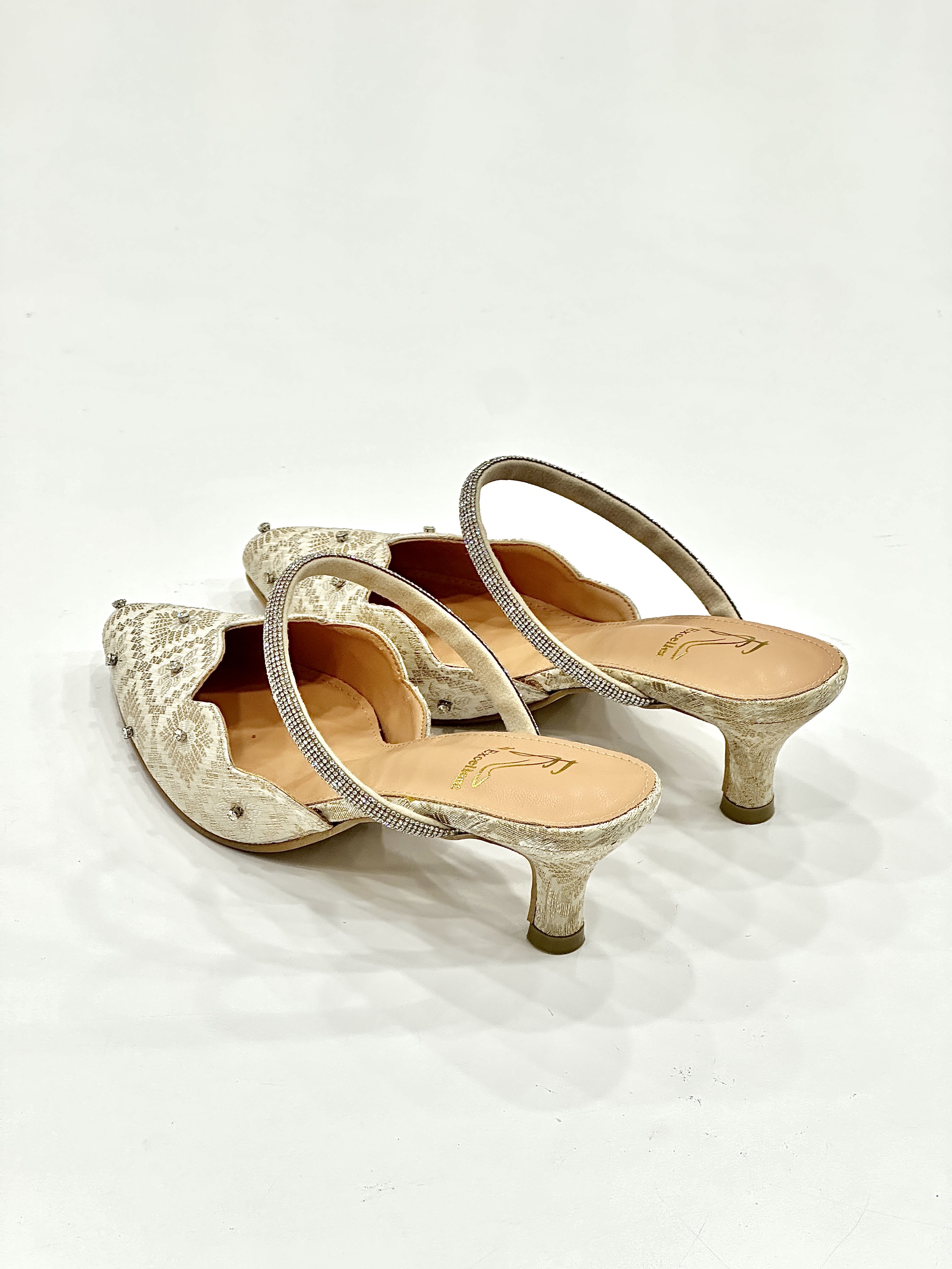 Tina Custom Songket Wedding Mule Heels