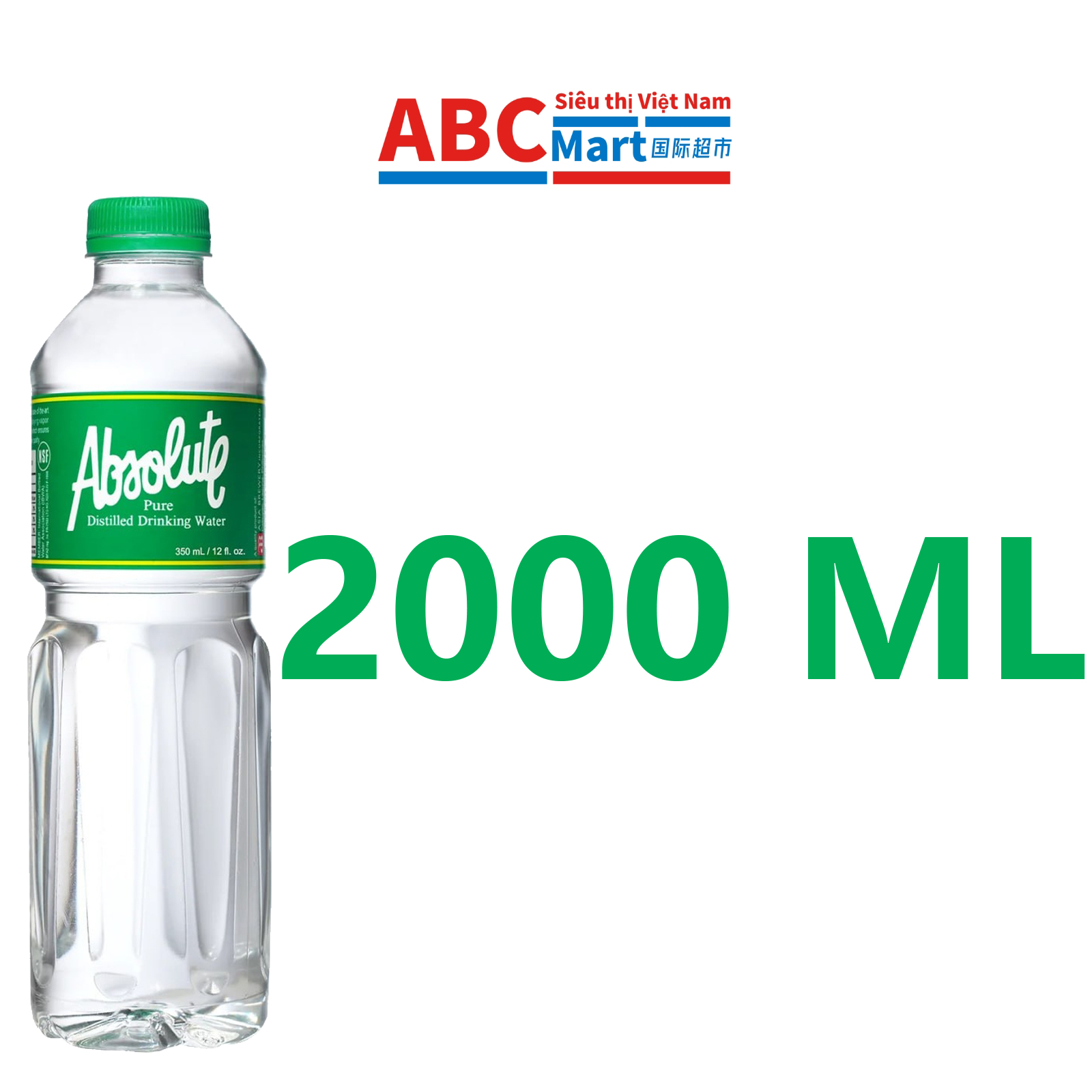【Absolute-Distilled Drinking Water 2000ml】本地矿泉水（绿瓶）