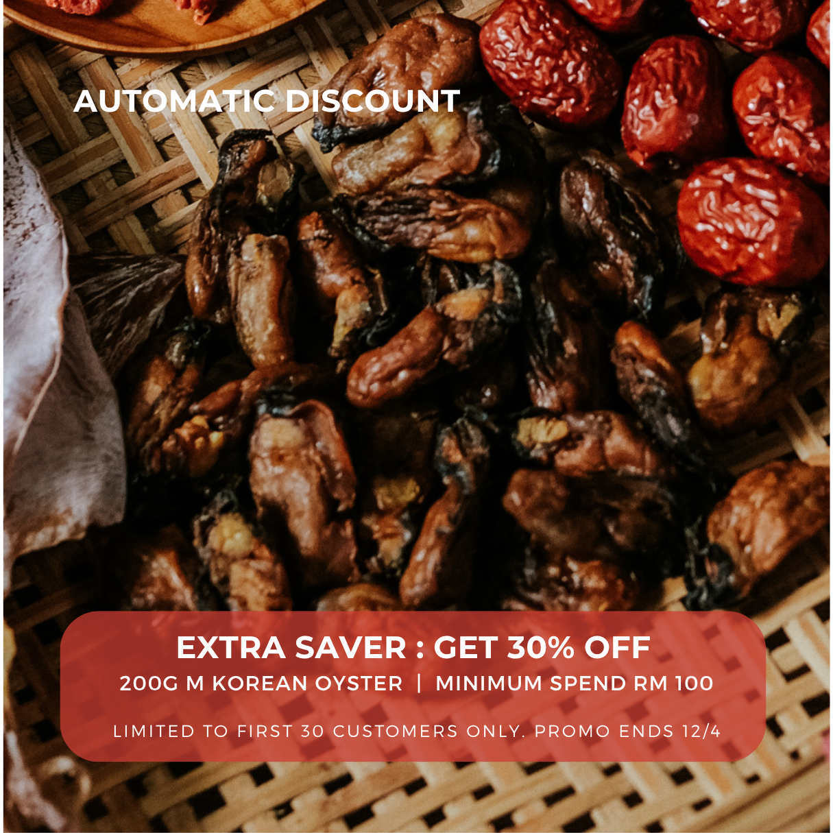 Dried Korean Oysters 蠔豉 (M / 中) 100g