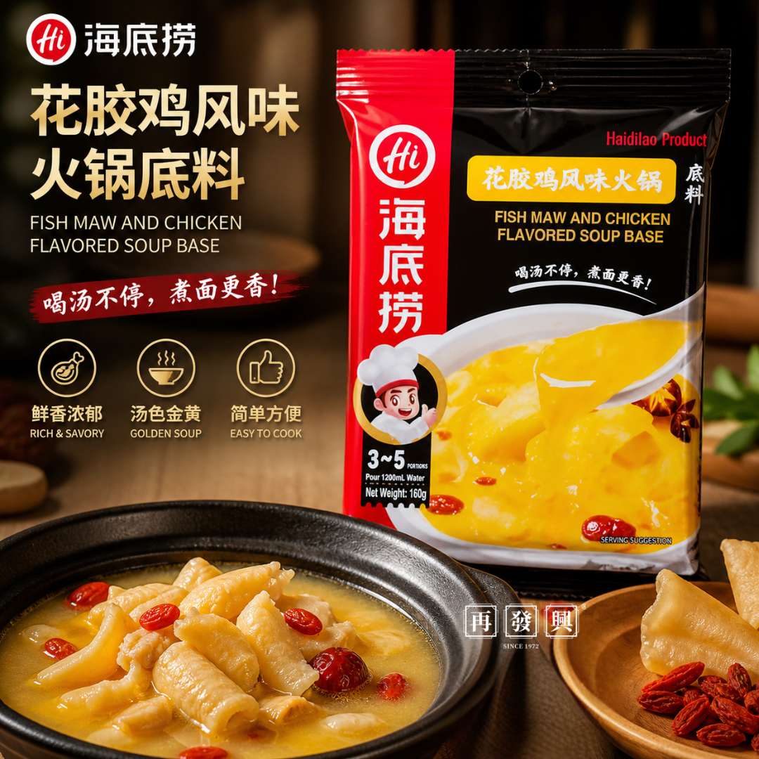 Hai Di Lao Fish Maw And Chicken Flavored Soup Base 海底捞花胶鸡肉风味火锅底料 160g
