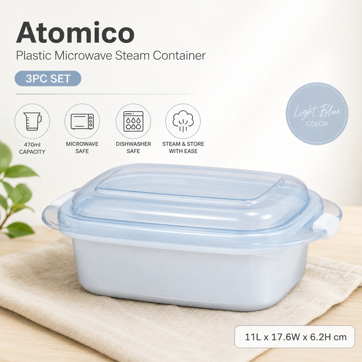 Japan Microwave Friendly Container 3PCS Set