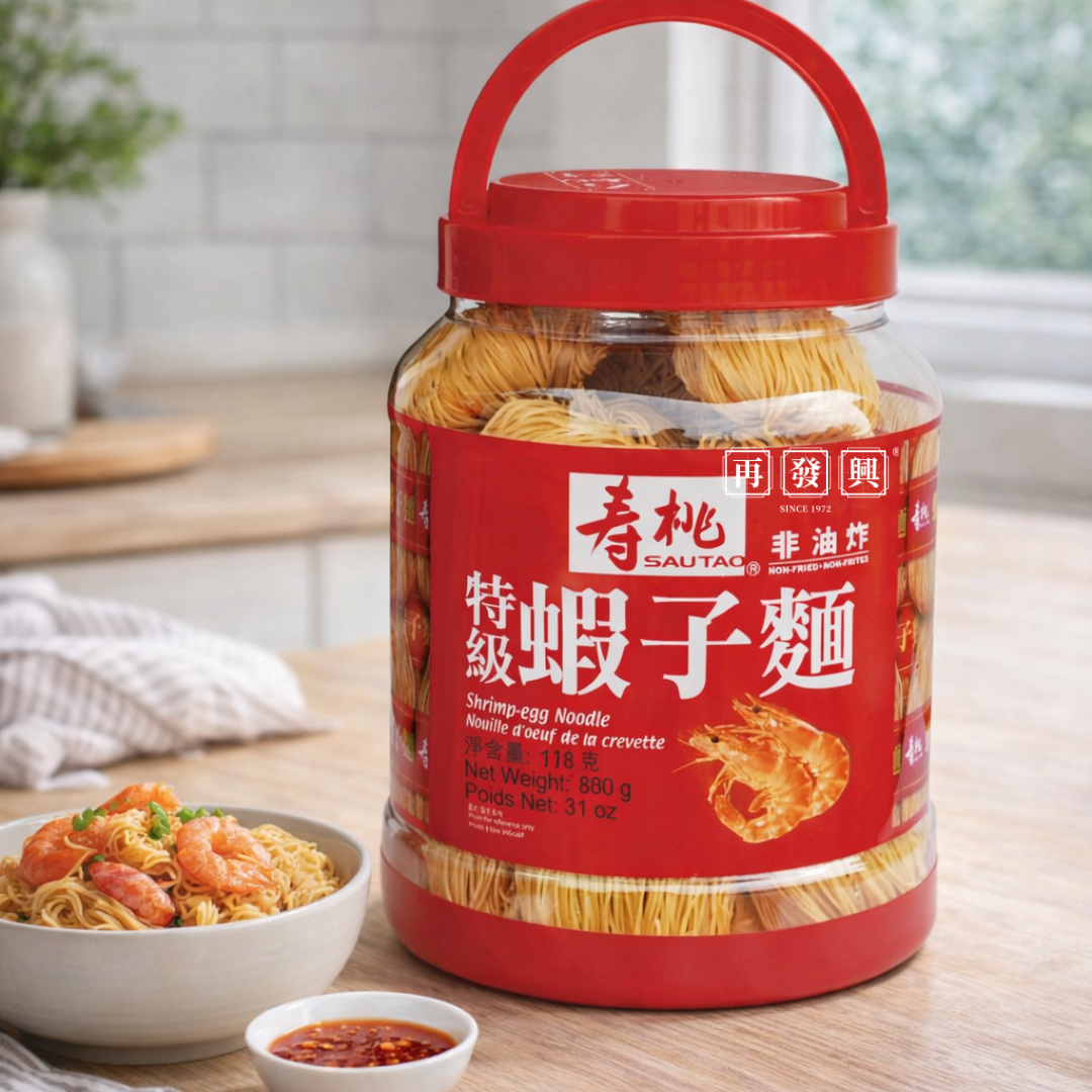 Sau Tao Shrimp-Egg Noodles 寿桃虾子面 880g