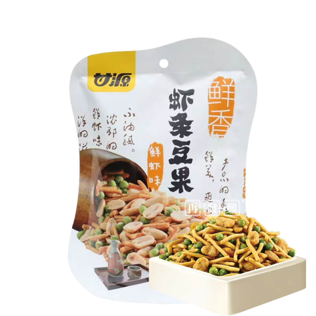 GanYuan Shrimp Strips And Beans Shrimp Flavor 甘源鲜虾味虾条豆果 75g
