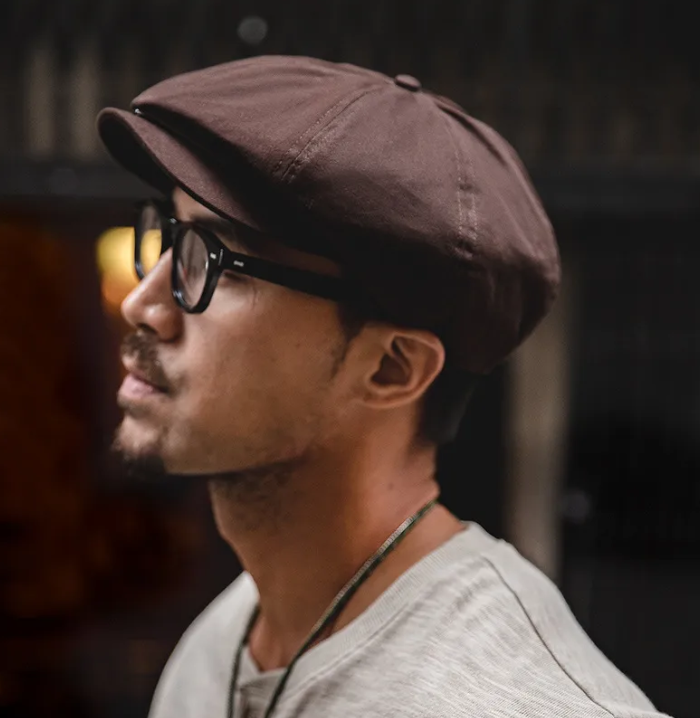 馬登工裝油蠟報童帽貝雷畫家帽八角帽子男-Retro's Wear