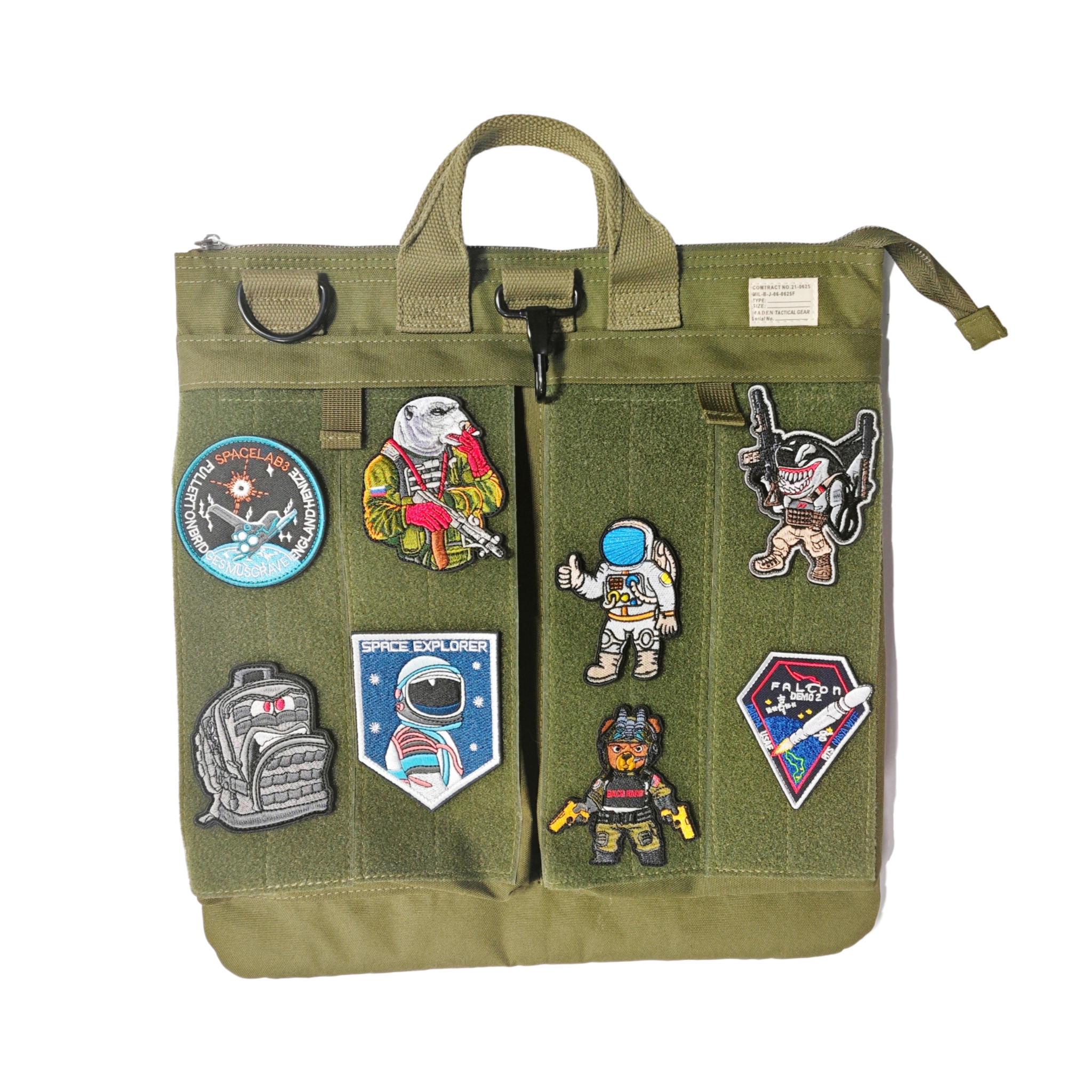 【魔鬼氈定制版】頭盔帆布斜挎單肩大容量平板電腦手提包男-Retro's Wear