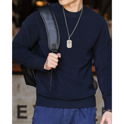 雙面奧粒絨保暖圓領衛衣男美式休閒加絨抗皺打底上衣冬