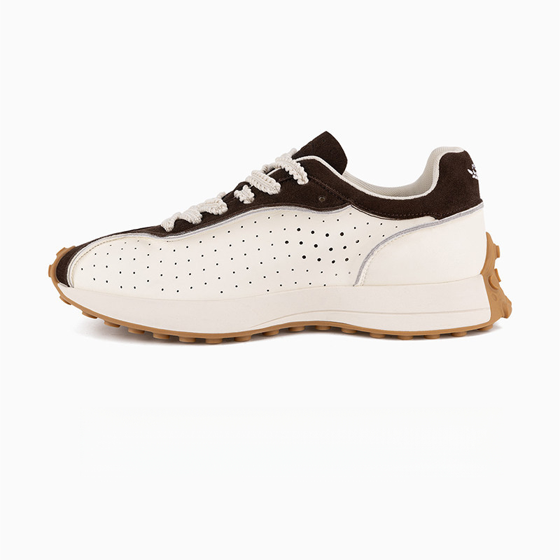 MRA軟皮阿甘鞋男款春夏透氣打孔復古拼色厚底板鞋輕便運動休閒鞋