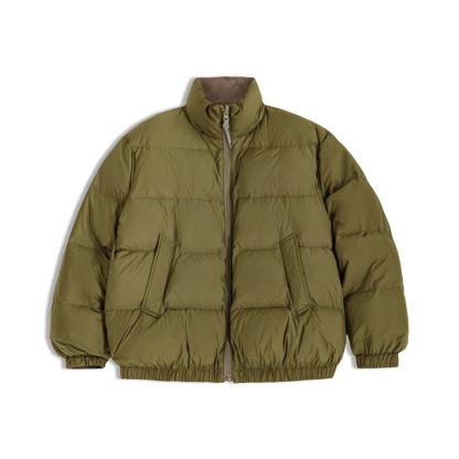 美式雙面穿絎縫羽絨服鴨絨百搭立領保暖面包服外套男冬-Retro's Wear