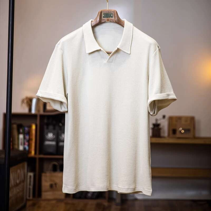 美式復古polo衫男士短袖夏季2025新款寬鬆純色休閒百搭翻領t恤男