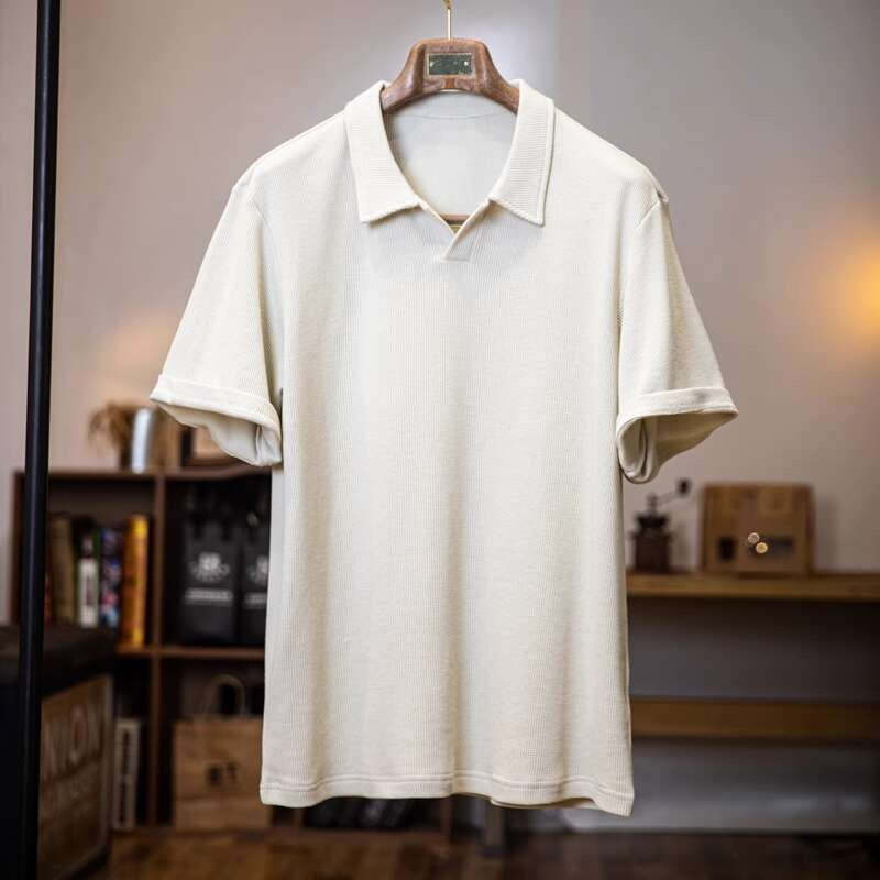 美式復古polo衫男士短袖夏季2025新款寬鬆純色休閒百搭翻領t恤男