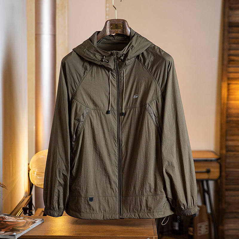 美式防曬衣男款夏季2025新款戶外防紫外線輕薄透氣連帽防曬服外套