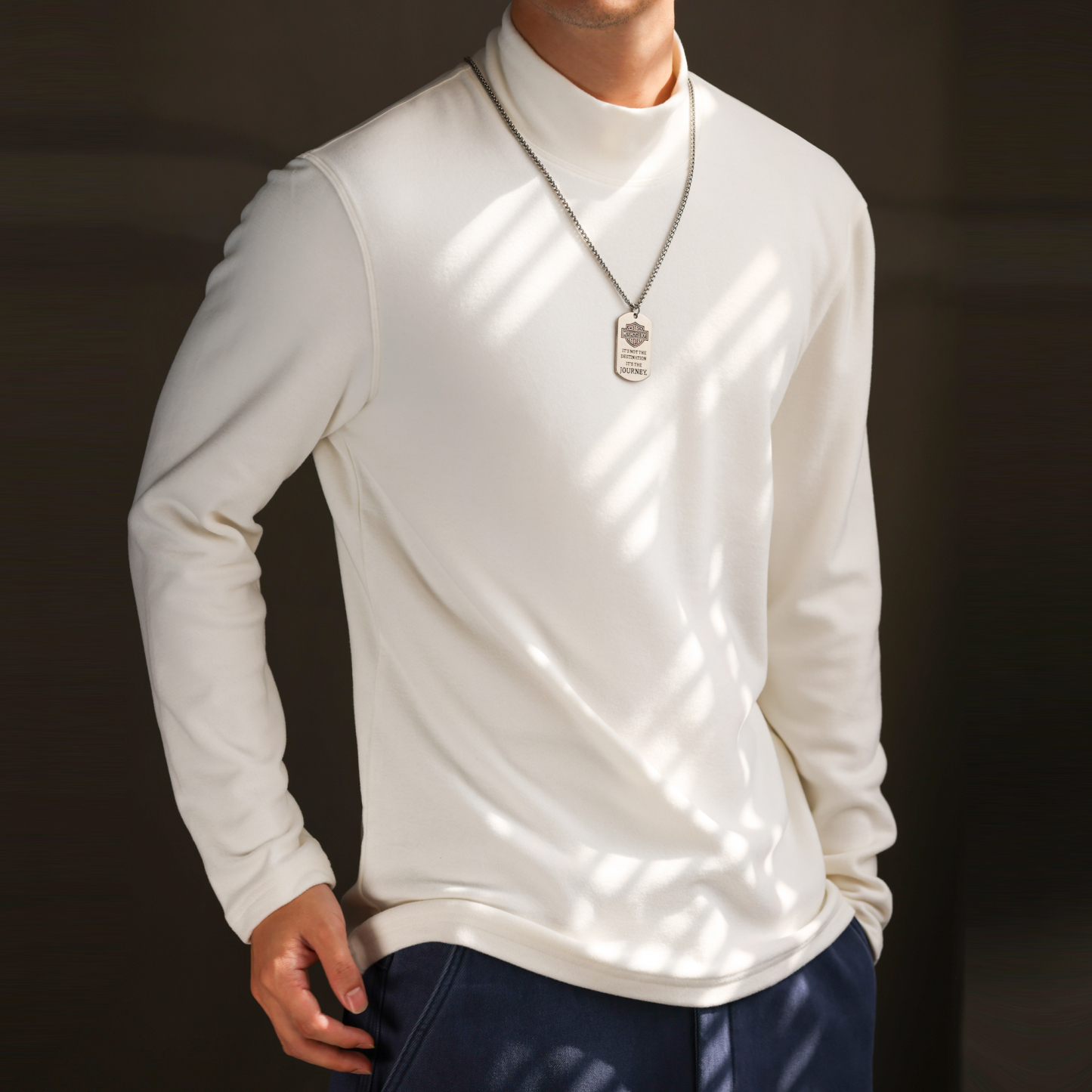 雙面一體絨半高領打底衫男300g重磅保暖抗靜電長袖T恤