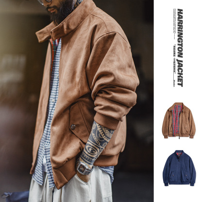 美式復古麂皮絨哈靈頓G9夾克美拉德vintage短款外套男秋