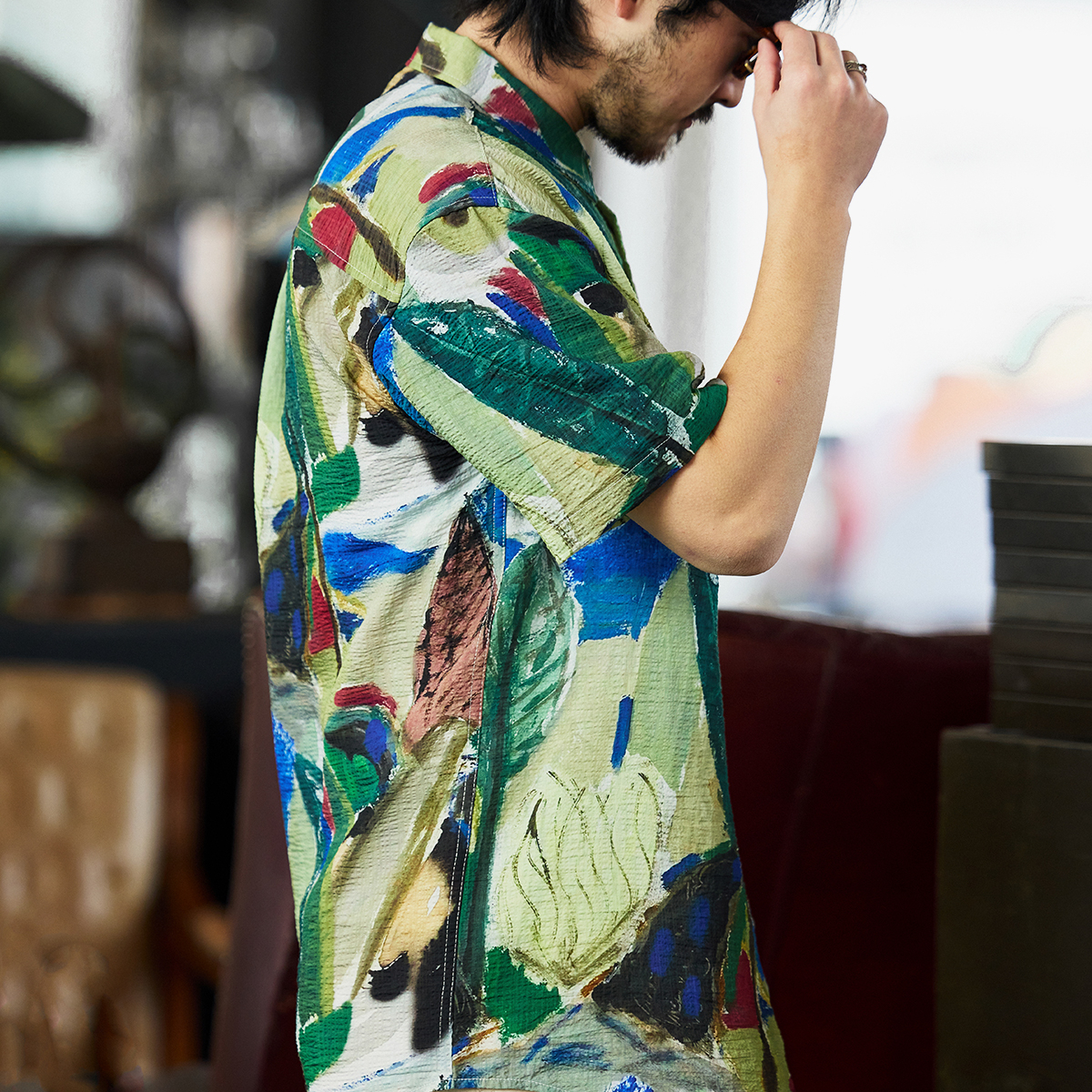 美式休閒110g夏威夷塗鴉花襯衫男夏日沙灘度假短袖襯衣