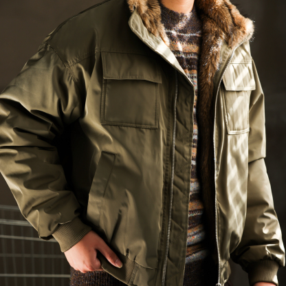 美式復古坦克手工裝羽絨服男重磅保暖毛邊領座山雕外套