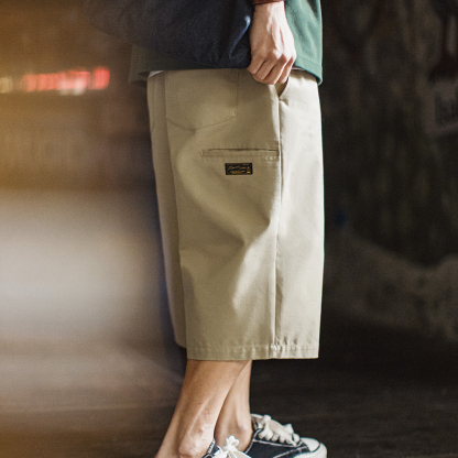 美式718西裝短褲日系通勤休閒外穿寬鬆直筒六分褲 男款夏
